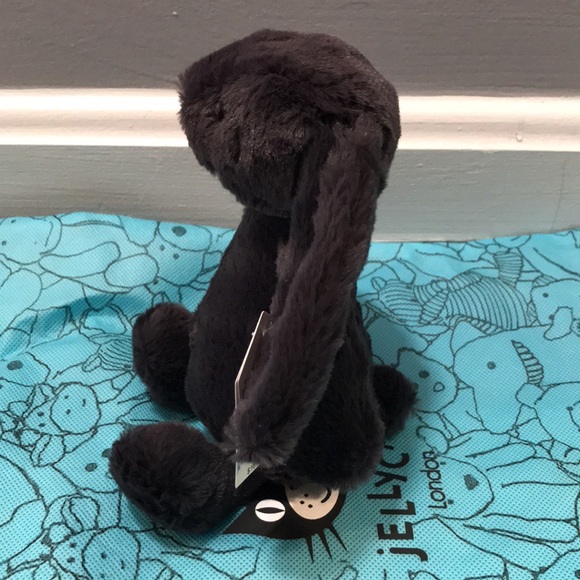 Jellycat SMALL Bashful Inky Bunny Plush Soft 8" Black Charcoal NWT - Picture 4 of 8